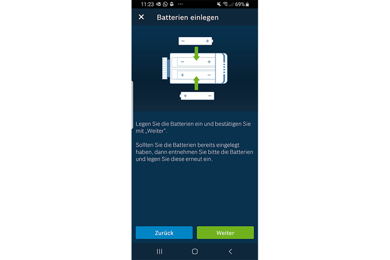 Batterien in das Thermostat einlegen